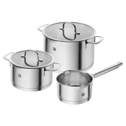 3-pcs, Set de casseroles, Argent