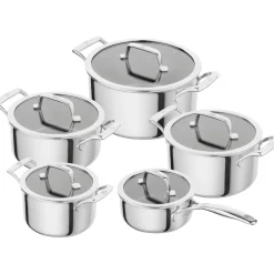 5-pcs, Set de casseroles, Argent