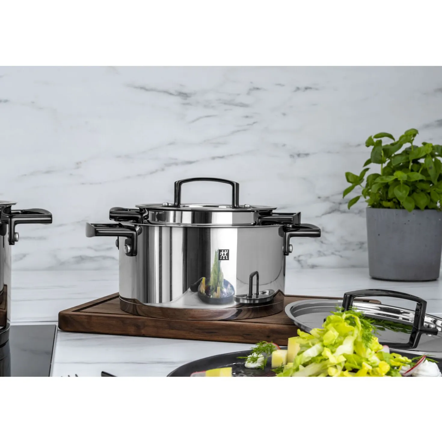 5-pcs, Set de casseroles, Noir mat