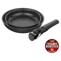 3-pcs, Set de poêles, Noir mat