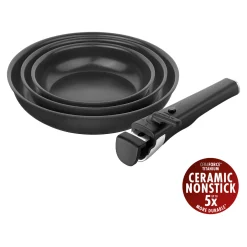 4-pcs, Set de poêles, Noir mat