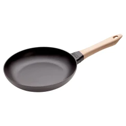 Poêle avec poignée en bois 24 cm, Fonte, Noir mat