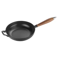 Poêle avec poignée en bois 24 cm, Fonte, Noir mat