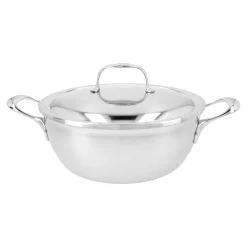 Poêle de service avec couvercle à double paroi 24 cm, Inox 18/10