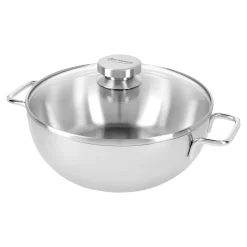 Poêle de service avec couvercle en verre 28 cm, Inox 18/10