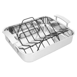 Roaster avec grille 39 x 33 cm, Inox 18/10, Argent