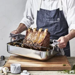 Roaster avec grille 39 x 33 cm, Inox 18/10, Argent