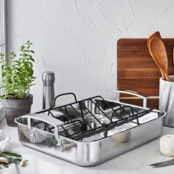Roaster avec grille 39 x 33 cm, Inox 18/10, Argent
