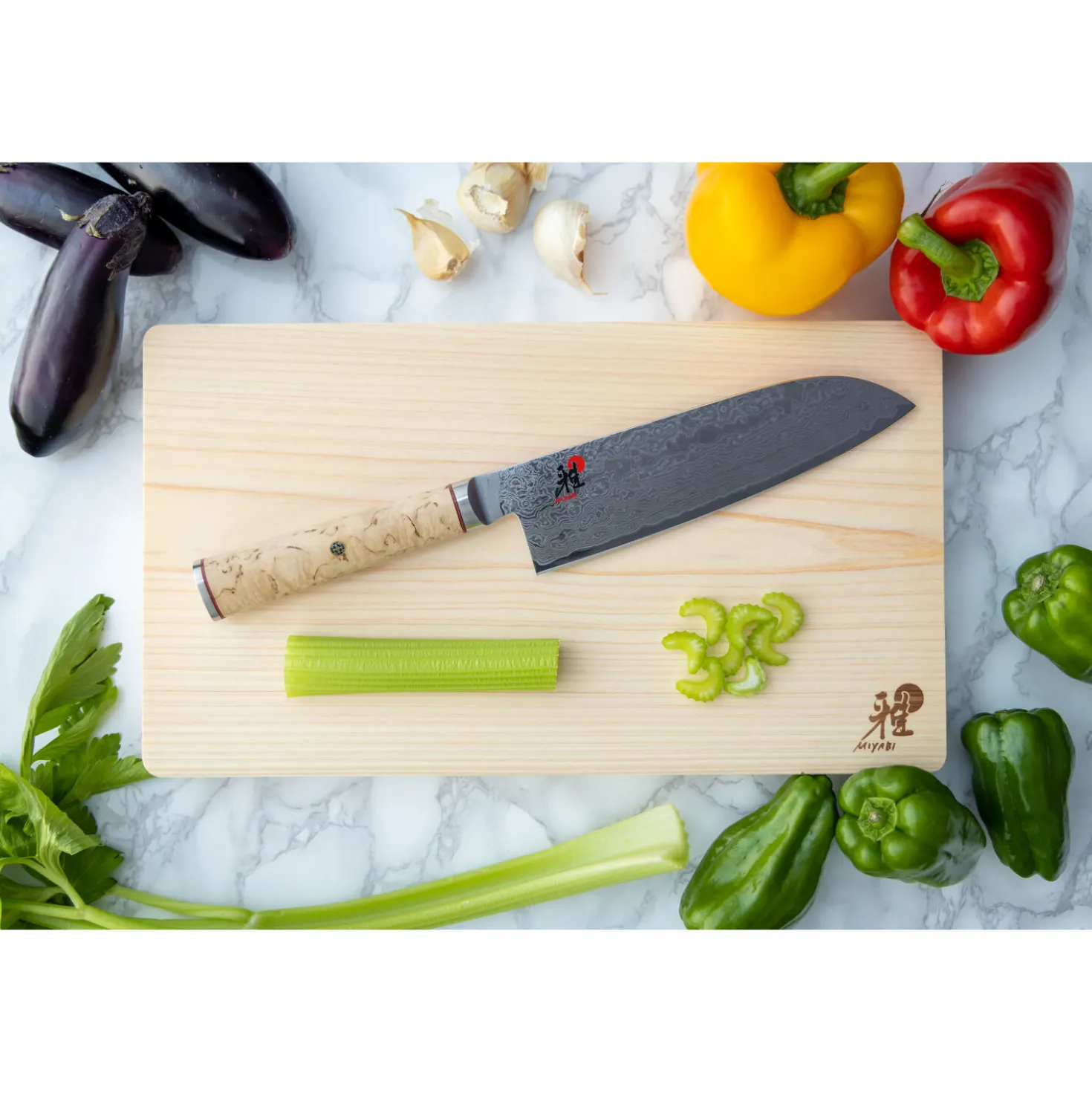 Santoku 18 cm, Brun, Tranchant lisse