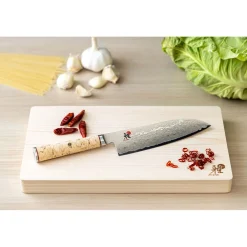 Santoku 18 cm, Brun, Tranchant lisse