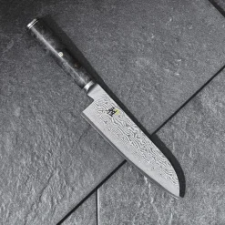 Santoku 18 cm, Noir brun, Tranchant lisse