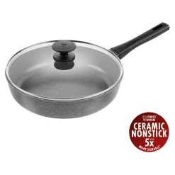Sauteuse avec couvercle en verre, 28 cm, Aluminium, Revêtement antiadhésif en céramique renforcée en titane