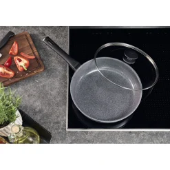Sauteuse avec couvercle en verre, 28 cm, Aluminium, Revêtement antiadhésif en céramique renforcée en titane