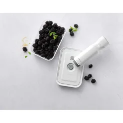 Set bo&icirc;tes sous-vide & pompe, 6-pcs. /M, semi transparent-gris / blanc, Plastique