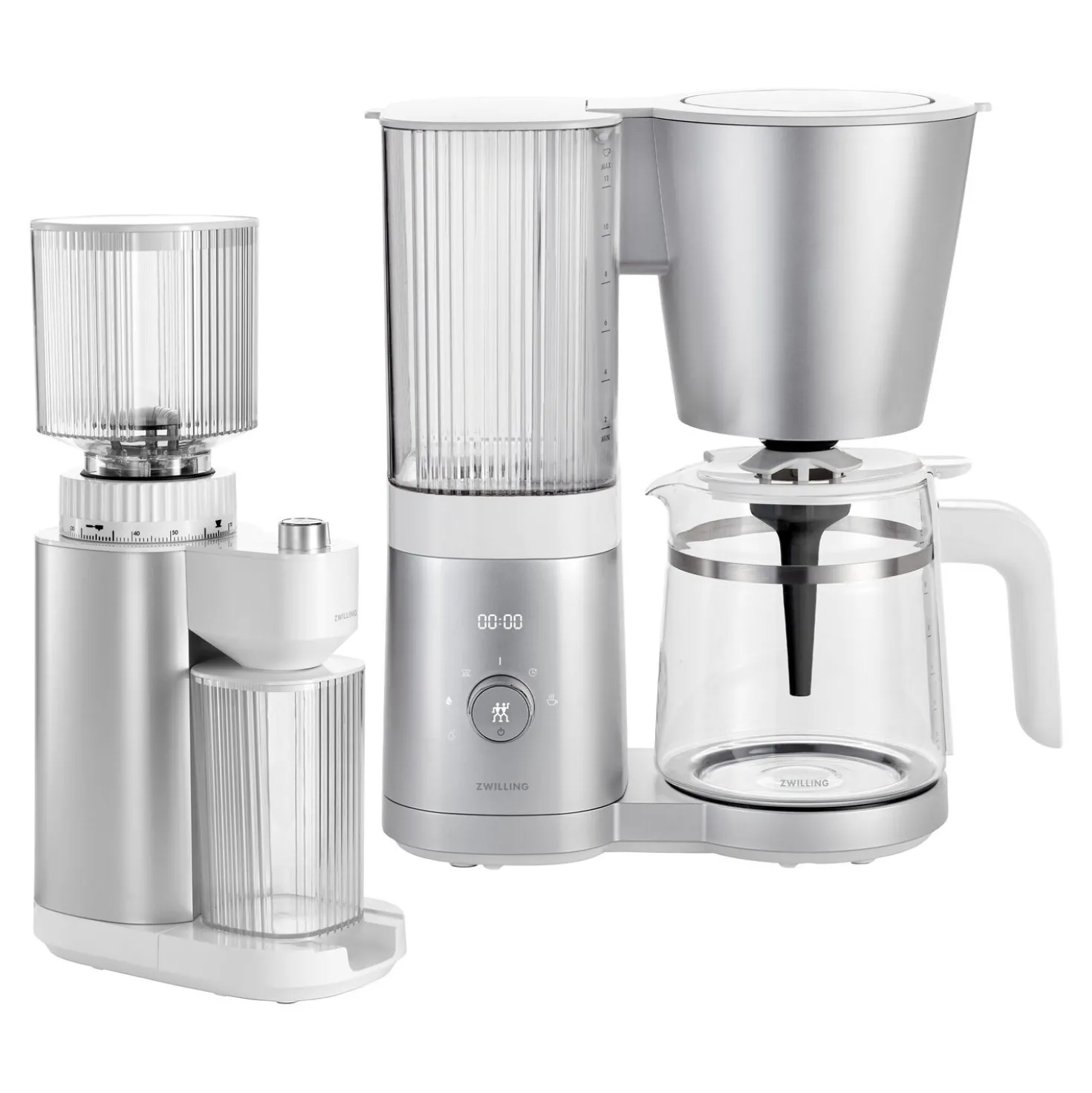 Set cafetière & broyeur, 2-pcs, argent