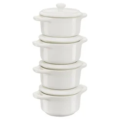 Set cocottes 4-pcs, Rond(e), Blanc ivoire, Céramique