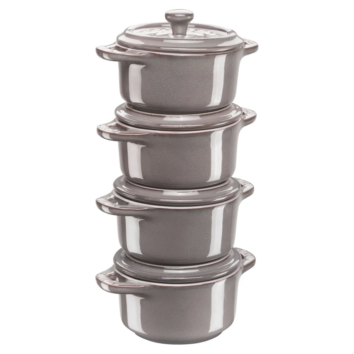 Set cocottes 4-pcs, Rond(e), Gris antique, Céramique