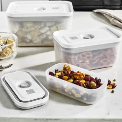 Set de bo&icirc;tes sous vide, S/M/L / 3-pcs, Plastique, semi transparent-Gris