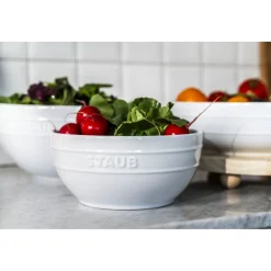 Set de bols avec couvercles sous vide, 4-pcs. /M/L/18/24cm, blanc, Céramique