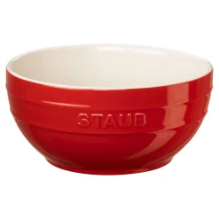 Set de bols avec couvercles sous vide, 4-pcs. /M/L/18/24cm, cerise / blanc, Céramique