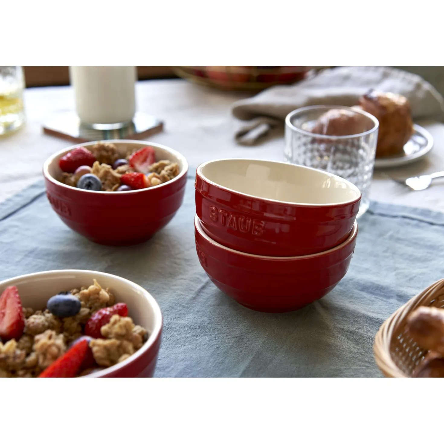 Set de bols avec couvercle / 6-pcs, 12cm/Cerise