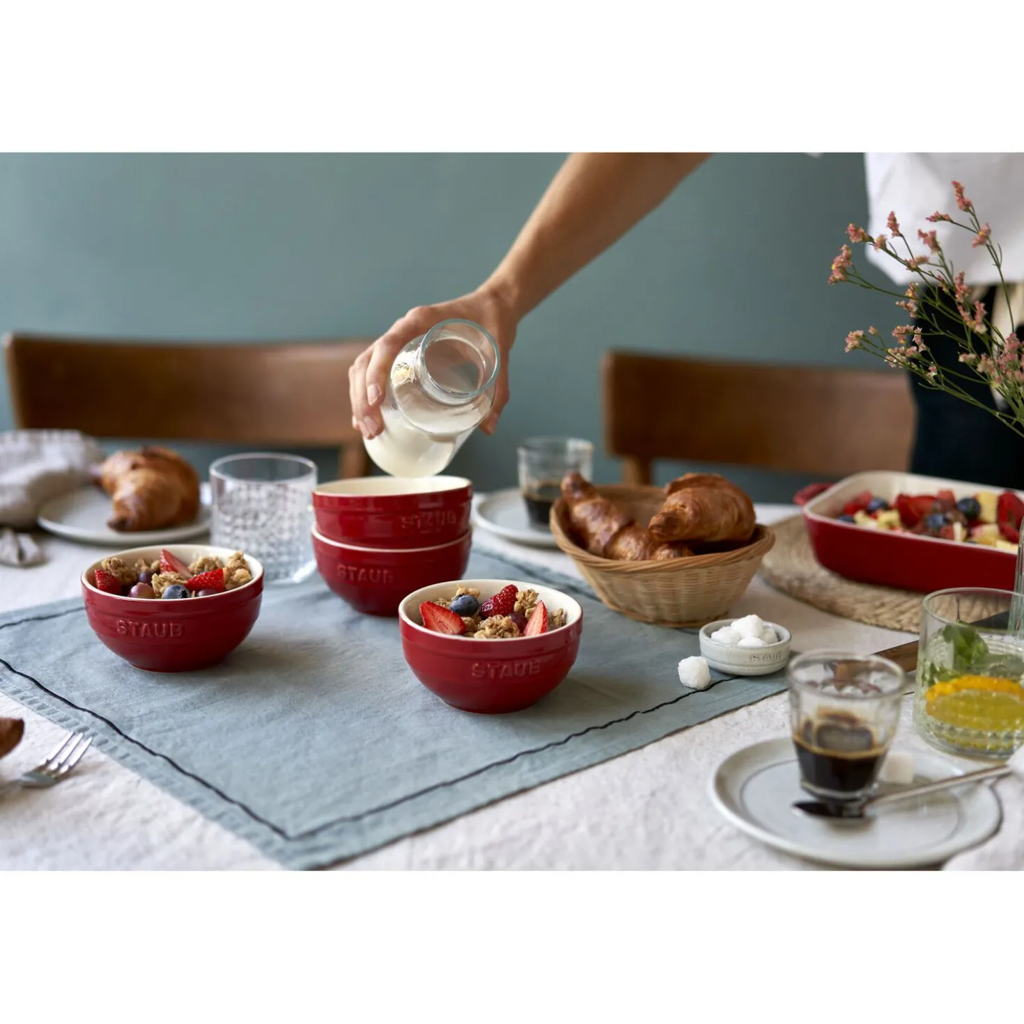 Set de bols avec couvercle / 6-pcs, 12cm/Cerise