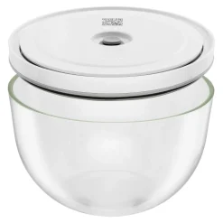 Set de bols sous vide & couvercle, 10-pcs. /S/M/L, blanc ivoire / transparent, Céramique