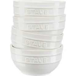 Set de bols sous vide & couvercle, 10-pcs. /S/M/L, blanc ivoire / transparent, Céramique
