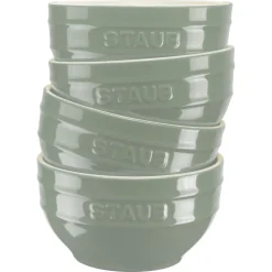 Set de bols sous vide avec couvercle, 10-pcs. /S/M/L, eucalyptus / transparent, Céramique