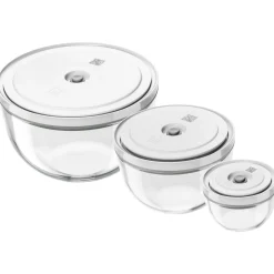 Set de bols sous vide S/M/L / 6-pcs, Verre, transparent-blanc