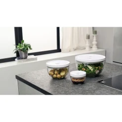 Set de bols sous vide S/M/L / 6-pcs, Verre, transparent-blanc