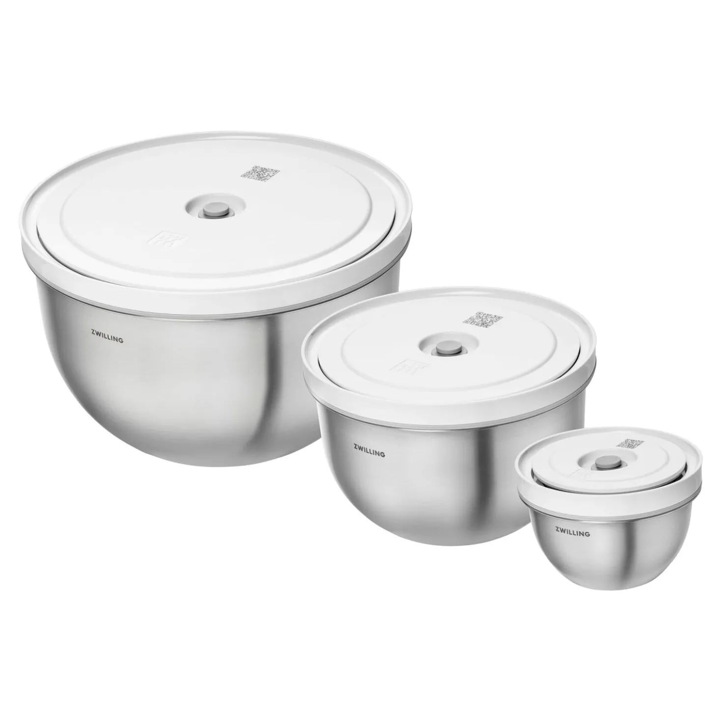 Set de bols sous vide S/M/L / 6-pcs, Acier inoxydable, Blanc argenté