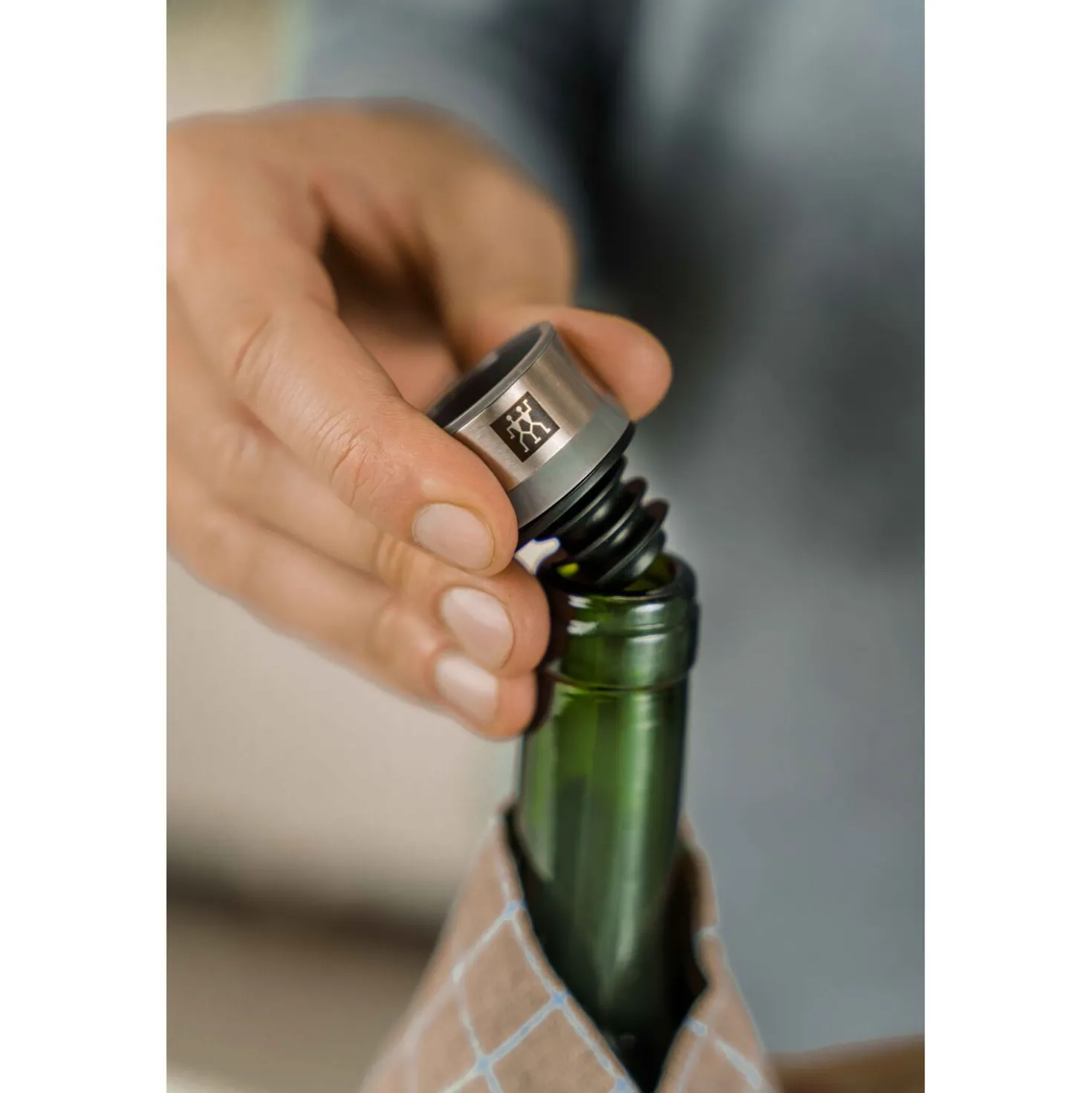 Set de bouchons de vin sous vide, 2-pcs, Gris