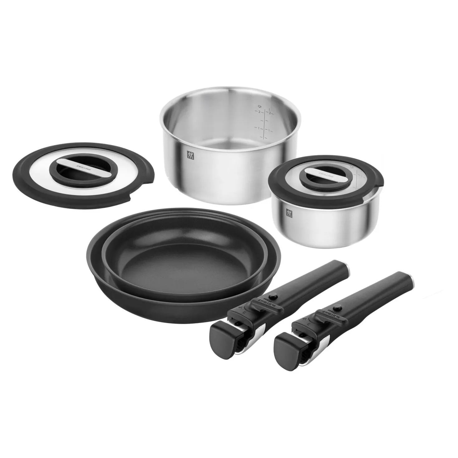 Set de démarrage avec poêles, casseroles, couvercles et poignées, 8 pcs.