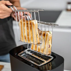Set de grille-pain, grille pour sandwichs & viennoiserie, 4-pcs., argent / blanc, Acier