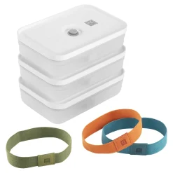 Set de lunch box sous vide, L plate / 6-pcs, Plastique, semi transparent-Gris