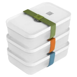 Set de lunch box sous vide, L plate / 6-pcs, Plastique, semi transparent-Gris