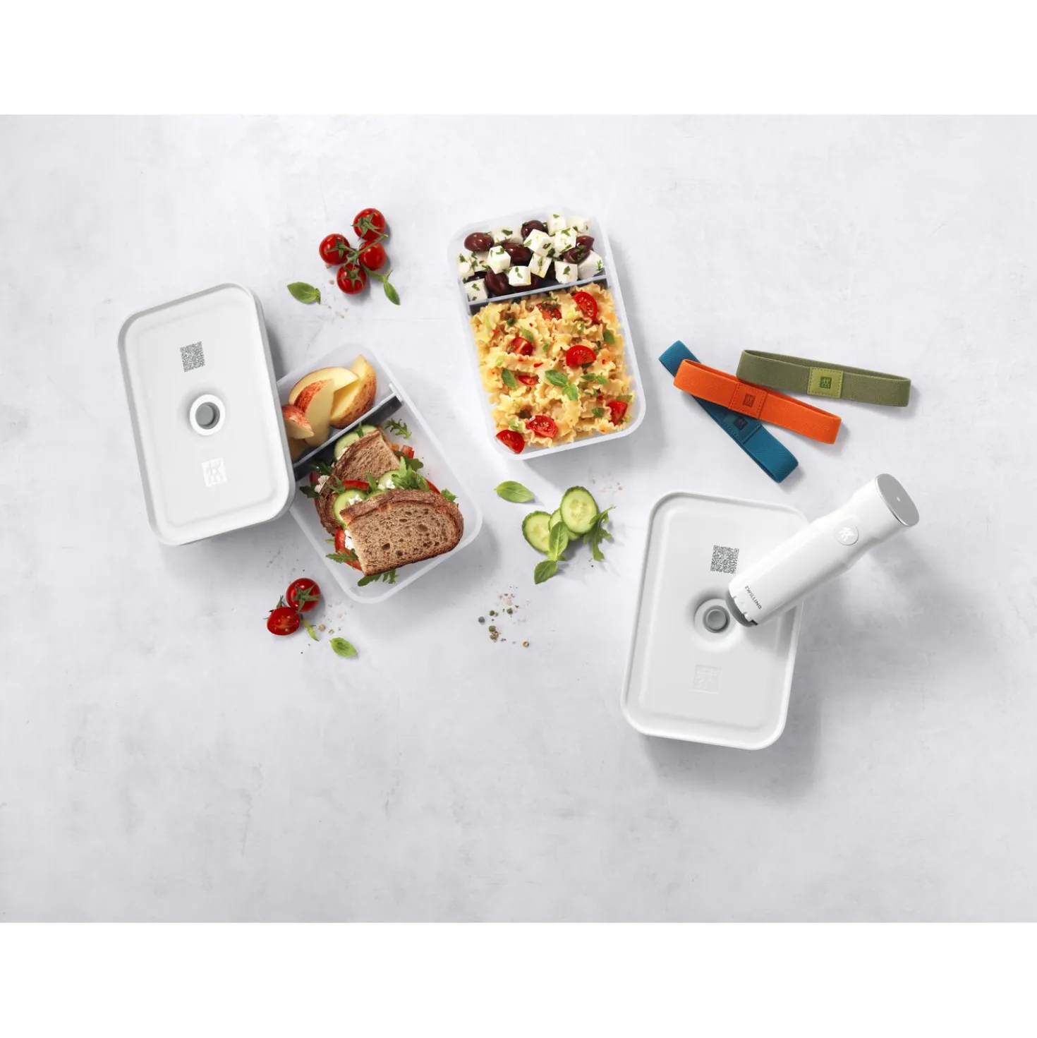 Set de lunch box sous vide, L plate / 6-pcs, Plastique, semi transparent-Gris