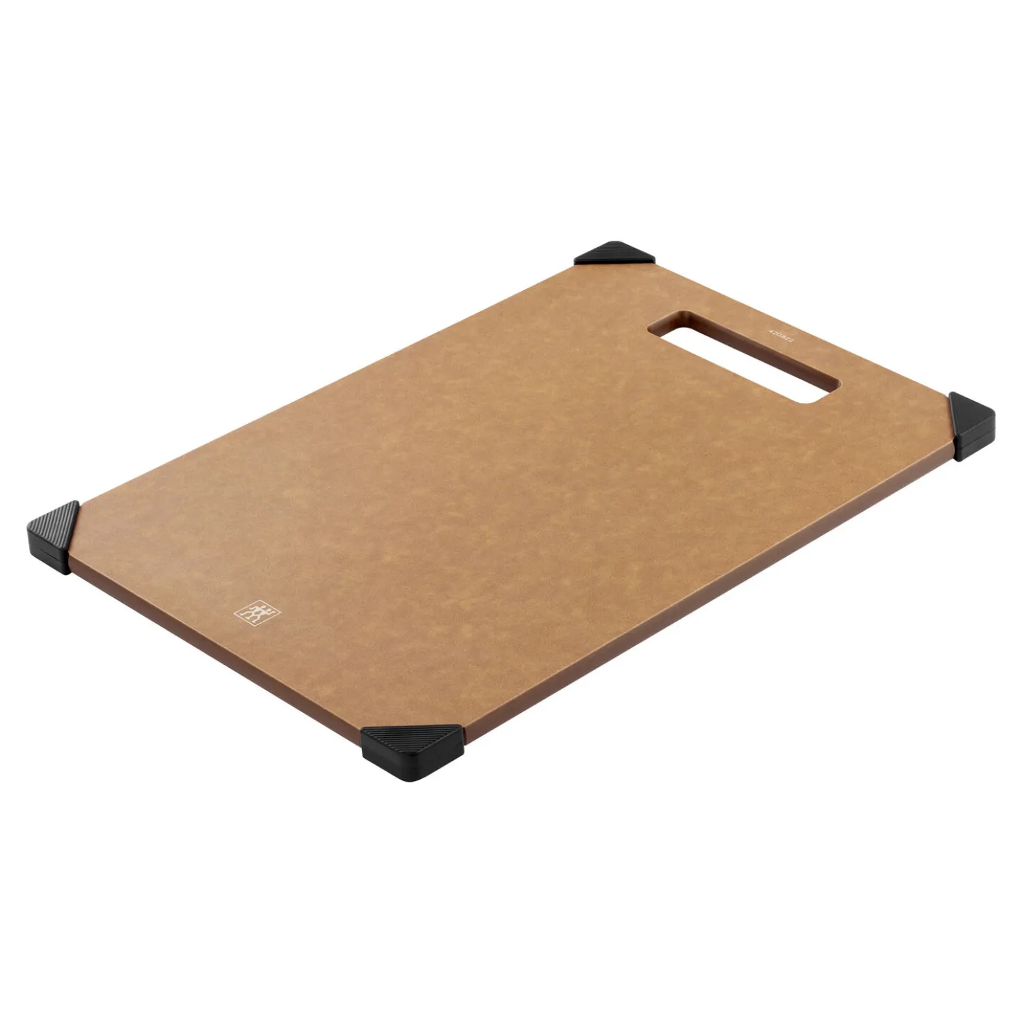 Set de planches à découper avec support, 4-pcs., marron / noir, Fibre de Bois