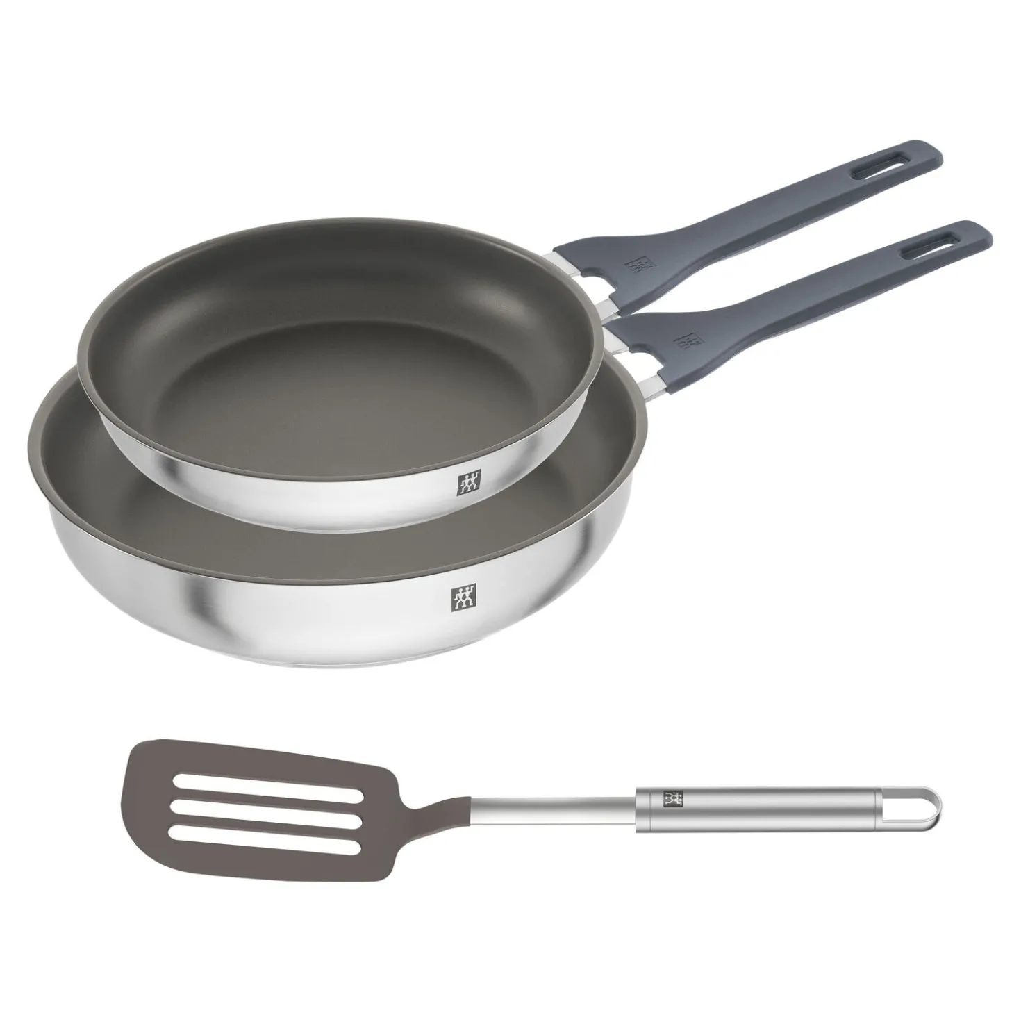 Set de poêles avec poêle de 28cm, poêle de 24cm et spatule en silicone, 3-pcs.