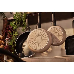 Set de poêles, 3-pcs. /20/24/28 cm, beige, Aluminium