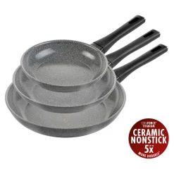 Set de poêles, 3-pcs. /20/24/28 cm, gris, Aluminium