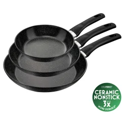Set de poêles, 3-pcs. /20/24/28 cm, noir mat, Aluminium
