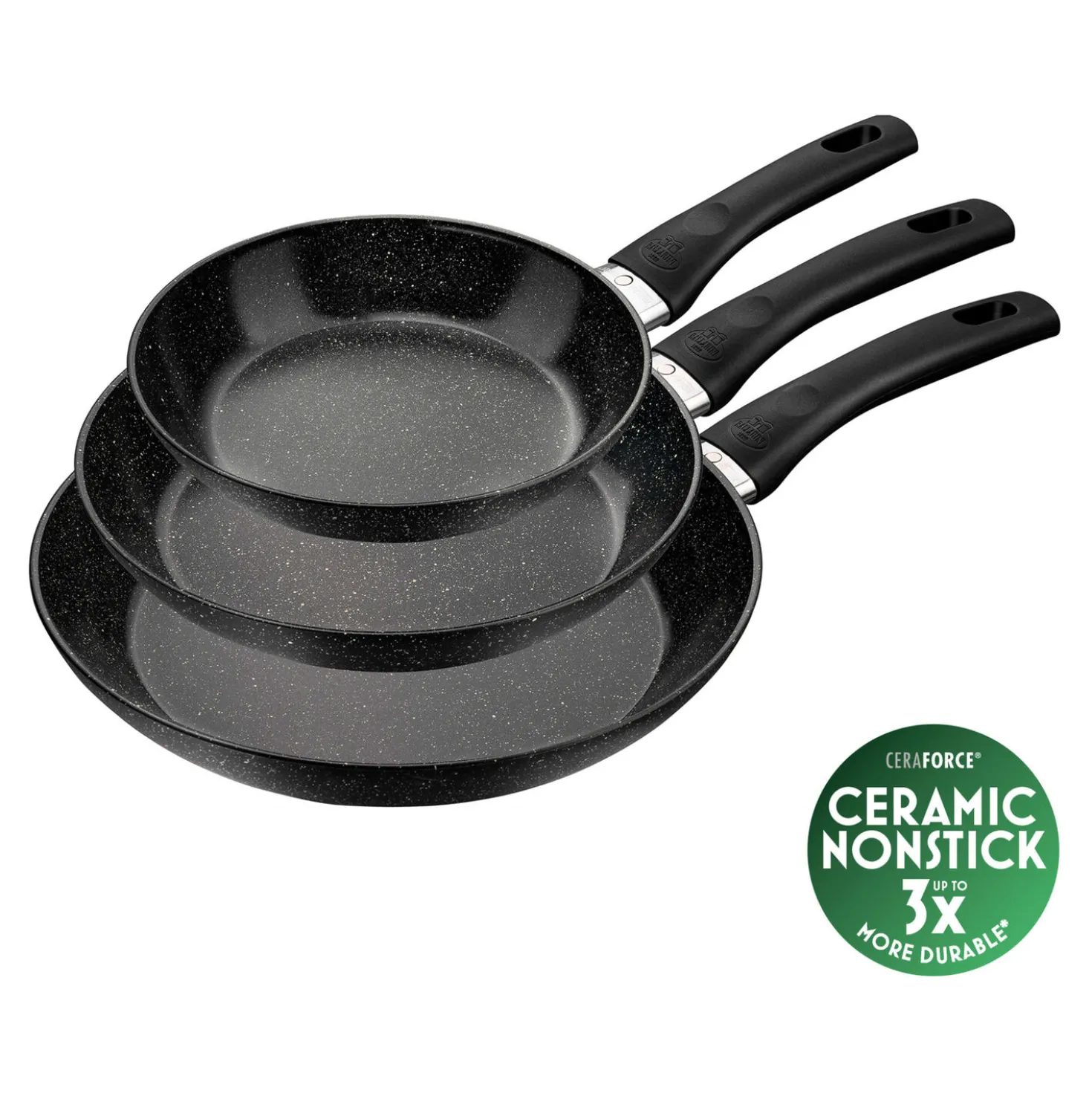 Set de poêles, 3-pcs. /20/24/28 cm, noir mat, Aluminium