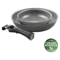 Set de poêles, 3-pcs, Aluminium, Revêtement antiadhésif en céramique