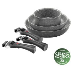 Set de poêles, 6-pcs, Aluminium, Revêtement antiadhésif en céramique