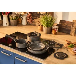 Set de poêles, 7-pcs, Aluminium, Revêtement antiadhésif en céramique