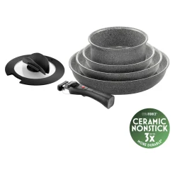 Set de poêles, 6-pcs, Aluminium, Revêtement antiadhésif en céramique