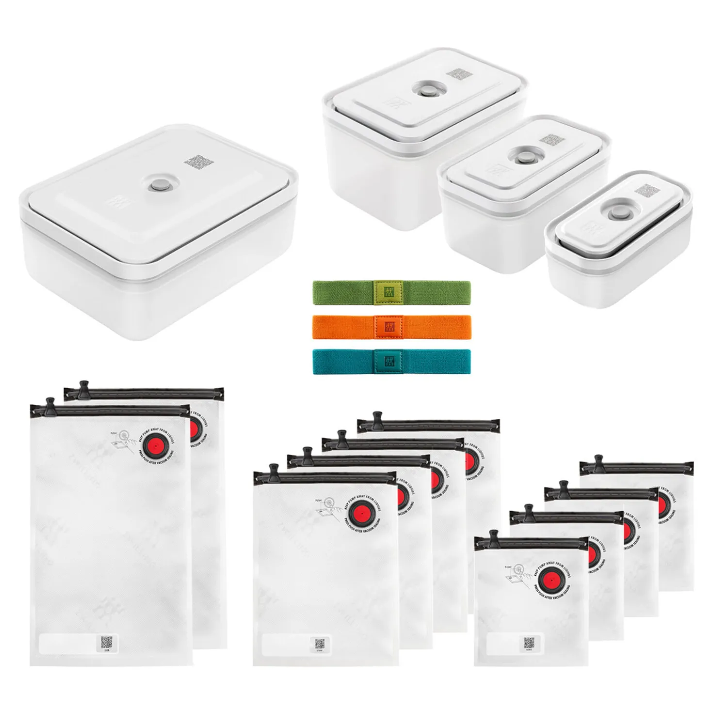 Set de sous-vide boîtes & accessoires, 17-pcs. /S/M/L, couleurs mélangées, Plastique