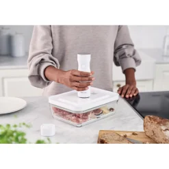 Set d&rsquo;accessoires sous vide pour bo&icirc;tes en verre, Bo&icirc;te à frigo/Plat à gratin / 2-pcs